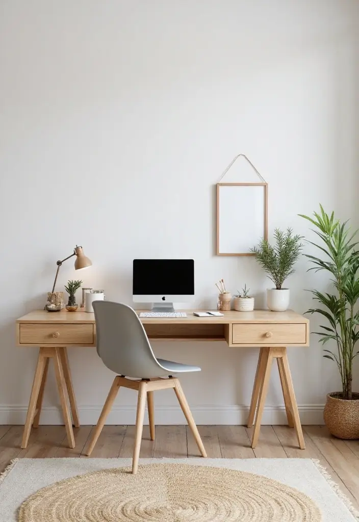 25 Home Office Desk Ideas That Look Stylish & Smart - 1. Sleek Scandinavian Desk