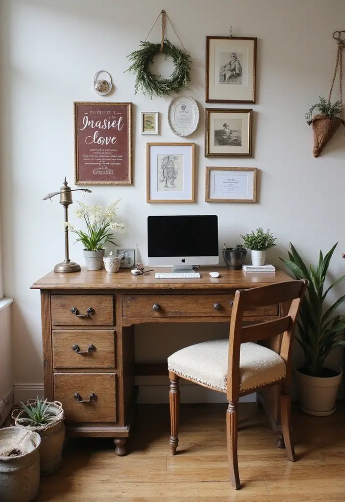 25 Home Office Desk Ideas That Look Stylish & Smart - 10. Vintage Finds