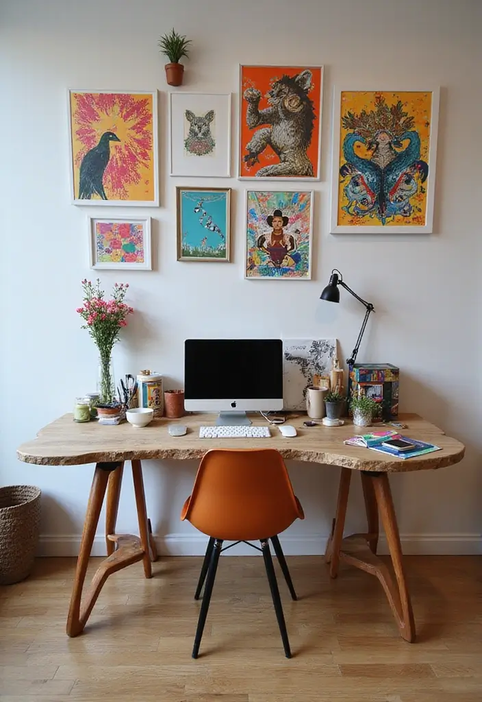 25 Home Office Desk Ideas That Look Stylish & Smart - 14. Artistic Touch