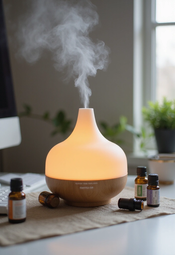 25 Office Decor Ideas That Instantly Upgrade Your Desk - 17. Calming Aromatherapy Diffuser