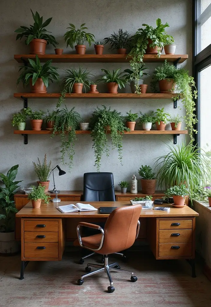 25 Rustic Office Ideas That Feel Warm & Inviting - 14. Indoor Plants