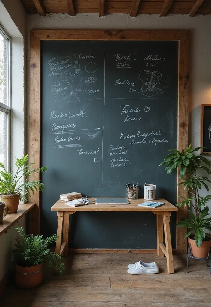 25 Rustic Office Ideas That Feel Warm & Inviting - 17. Chalkboard Walls