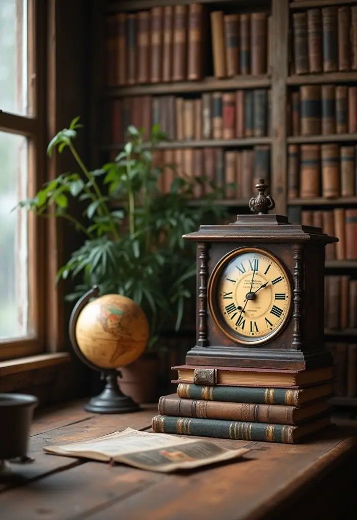 25 Rustic Office Ideas That Feel Warm & Inviting - 2. Vintage Accessories