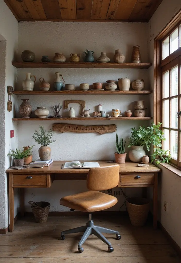 25 Rustic Office Ideas That Feel Warm & Inviting - 20. Handmade Items