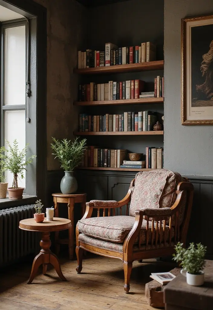 25 Rustic Office Ideas That Feel Warm & Inviting - 24. A Cozy Reading Nook