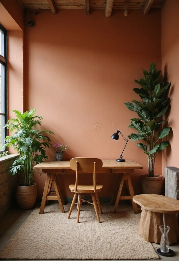 25 Rustic Office Ideas That Feel Warm & Inviting - 4. Earthy Color Palette