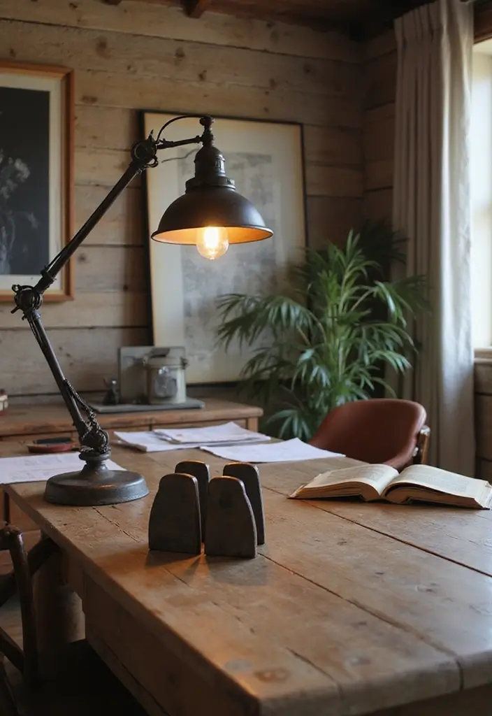 25 Rustic Office Ideas That Feel Warm & Inviting - 7. Metal Accents