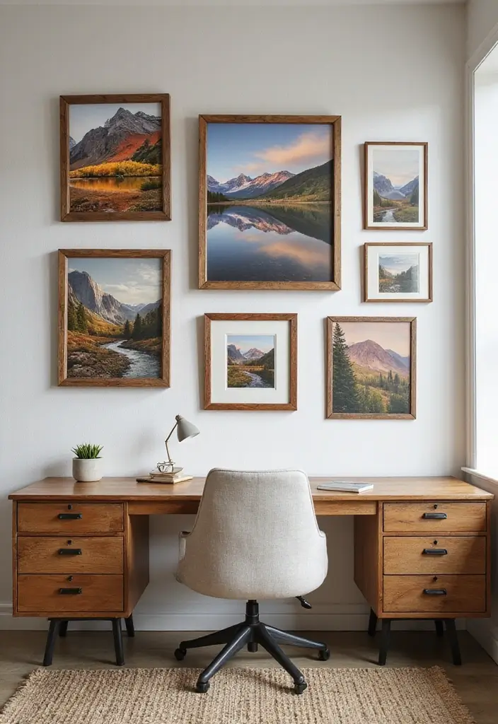 25 Rustic Office Ideas That Feel Warm & Inviting - 8. Inspiring Wall Art