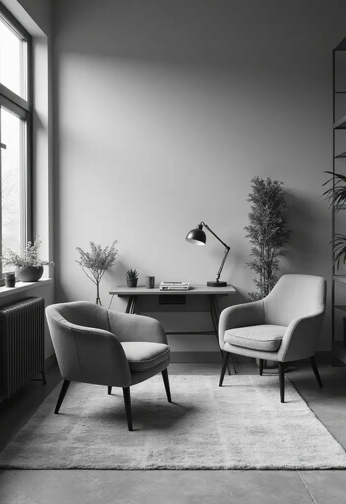25 Small Office Decorating Ideas That Maximize Style - 1. Go for Monochrome