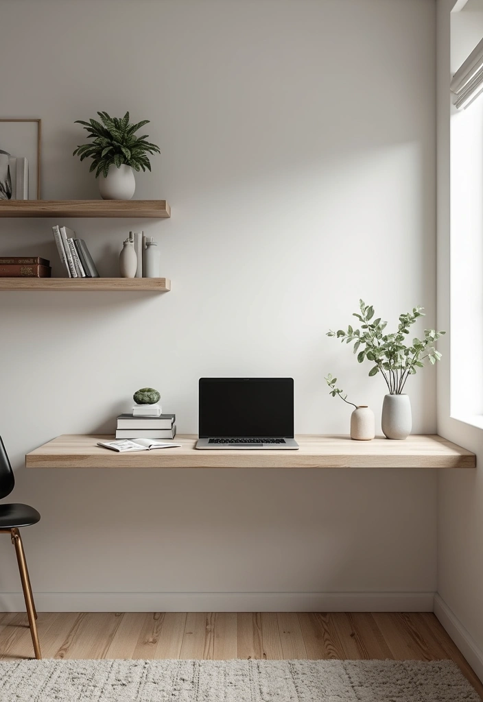 25 Small Office Decorating Ideas That Maximize Style - 12. Floating Desks