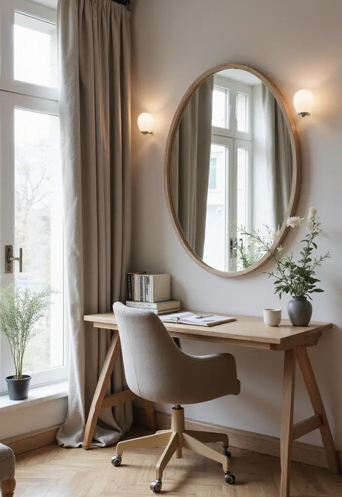 25 Small Office Decorating Ideas That Maximize Style - 15. Use of Mirrors