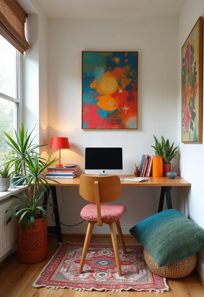 25 Small Office Decorating Ideas That Maximize Style - 18. Colorful Accents