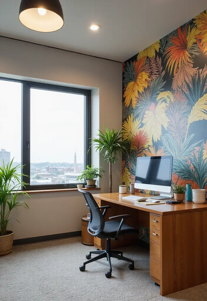 25 Small Office Decorating Ideas That Maximize Style - 23. Unique Wall Treatments