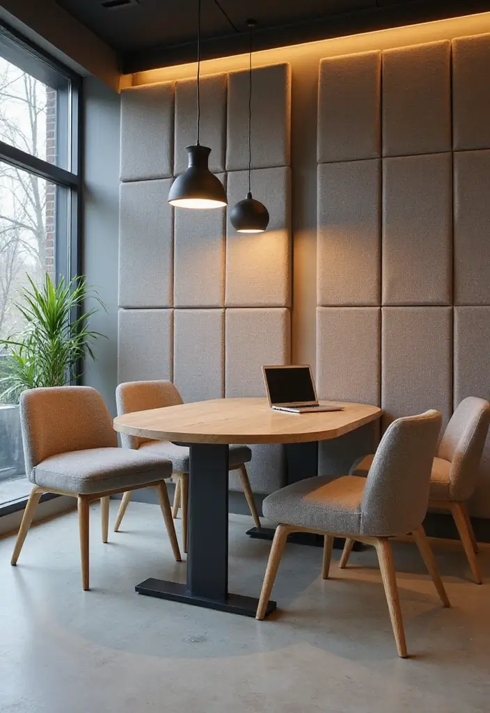 25 Small Office Decorating Ideas That Maximize Style - 24. Use of Sound Absorbing Materials