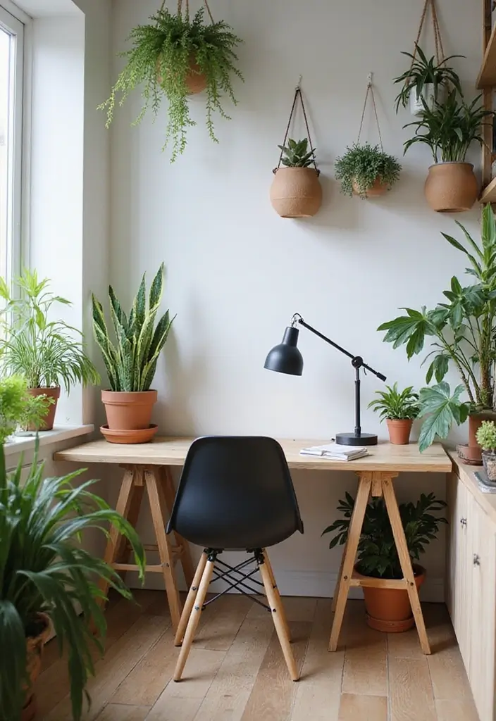 25 Small Office Decorating Ideas That Maximize Style - 4. Add Greenery