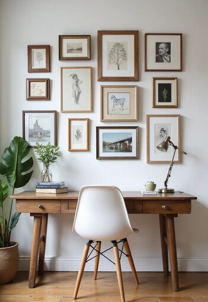 25 Small Office Decorating Ideas That Maximize Style - 6. Create a Gallery Wall