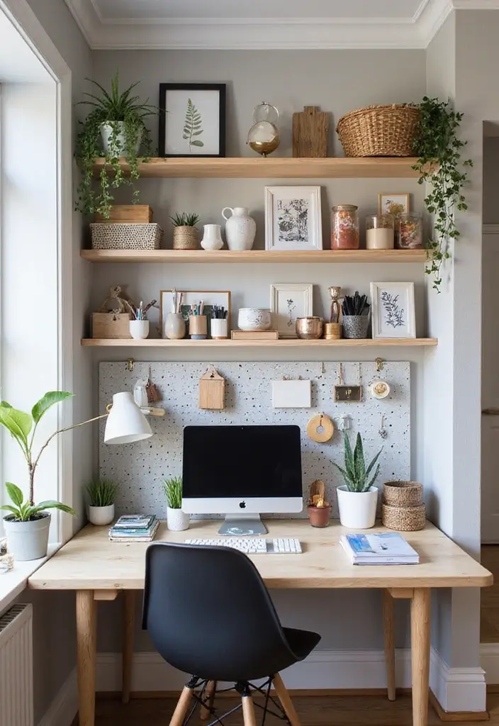 25 Small Office Decorating Ideas That Maximize Style - 7. Use Vertical Space Wisely