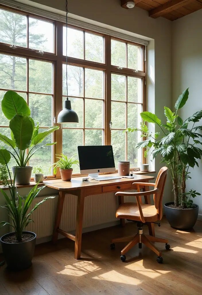 30+ Modern Home Office Designs That Wow - 1. Nature-Inspired Workspace