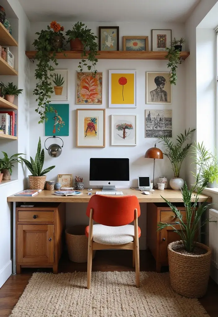 30+ Modern Home Office Designs That Wow - 20. Artistic Touches