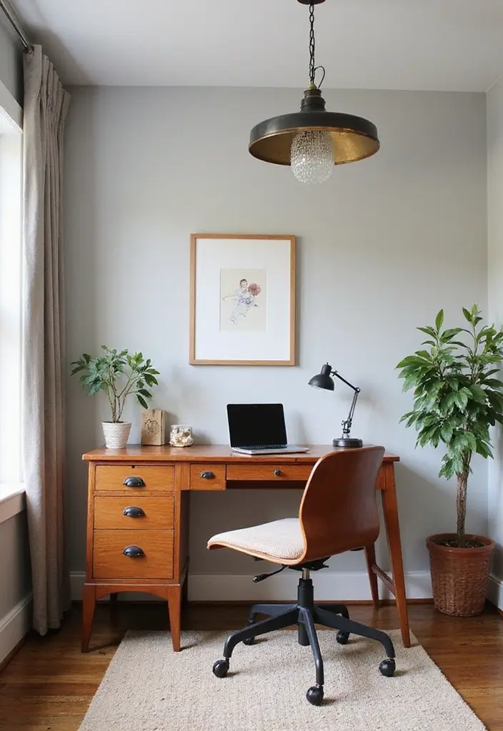 30+ Modern Home Office Designs That Wow - 6. Vintage Charm Meets Modern Design