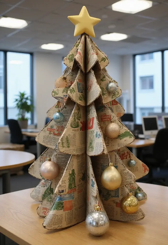 30+ Office Christmas Decorations That Spark Holiday Cheer - 1. Upcycled Christmas Tree