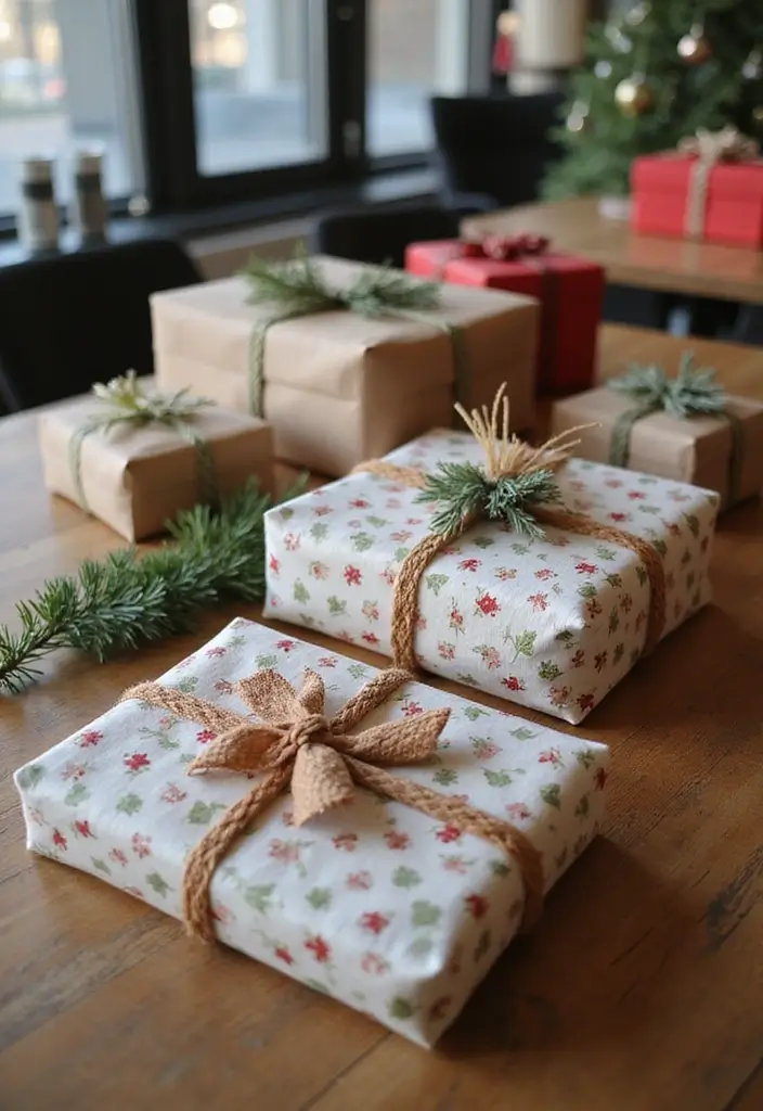30+ Office Christmas Decorations That Spark Holiday Cheer - 2. Festive Reusable Wrapping Paper