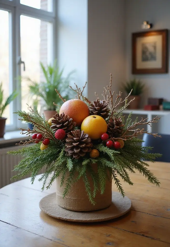 30+ Office Christmas Decorations That Spark Holiday Cheer - 3. Natural Christmas Centerpieces