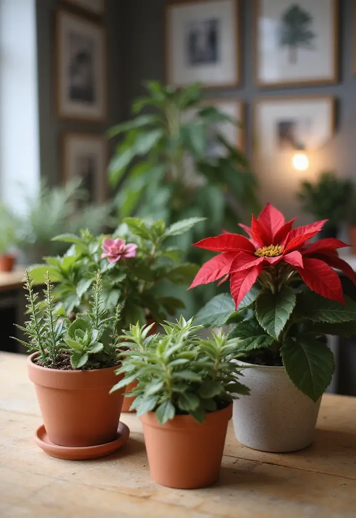 30+ Office Christmas Decorations That Spark Holiday Cheer - 5. Potted Christmas Plants