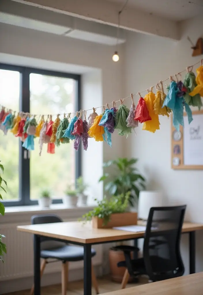 30+ Office Christmas Decorations That Spark Holiday Cheer - 7. Holiday Garland from Recycled Materials