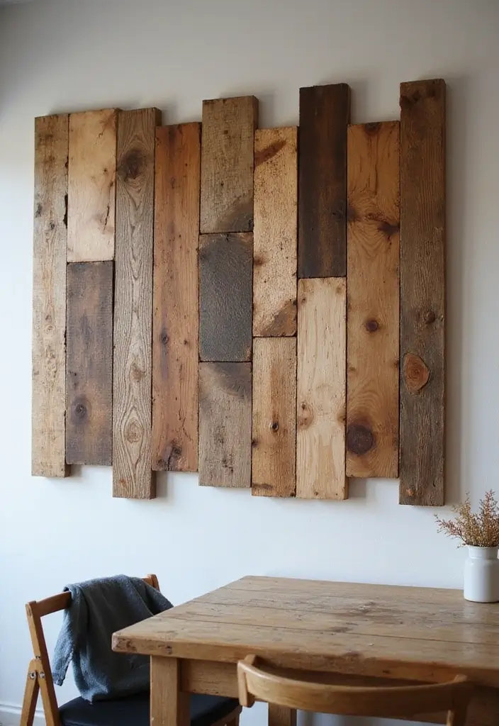 30+ Office Wall Decor Ideas That Inspire Creativity - 1. Reclaimed Wood Art