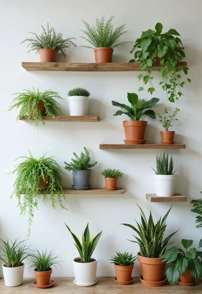 30+ Office Wall Decor Ideas That Inspire Creativity - 12. Plant Shelves