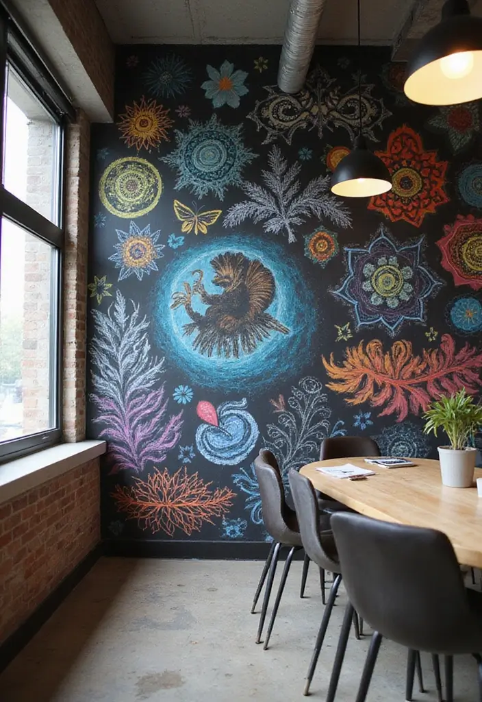 30+ Office Wall Decor Ideas That Inspire Creativity - 14. Chalk Art Murals