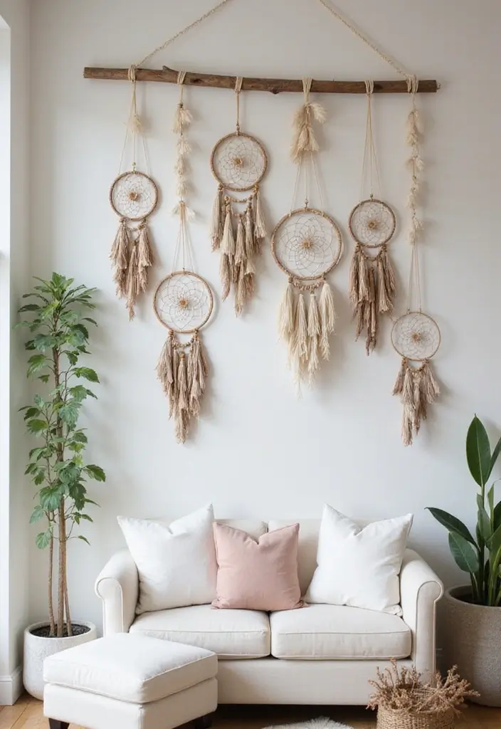 30+ Office Wall Decor Ideas That Inspire Creativity - 21. Hanging Dreamcatchers