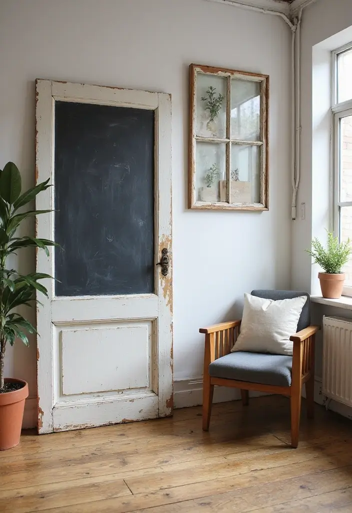 30+ Office Wall Decor Ideas That Inspire Creativity - 25. Upcycled Furniture as Decor