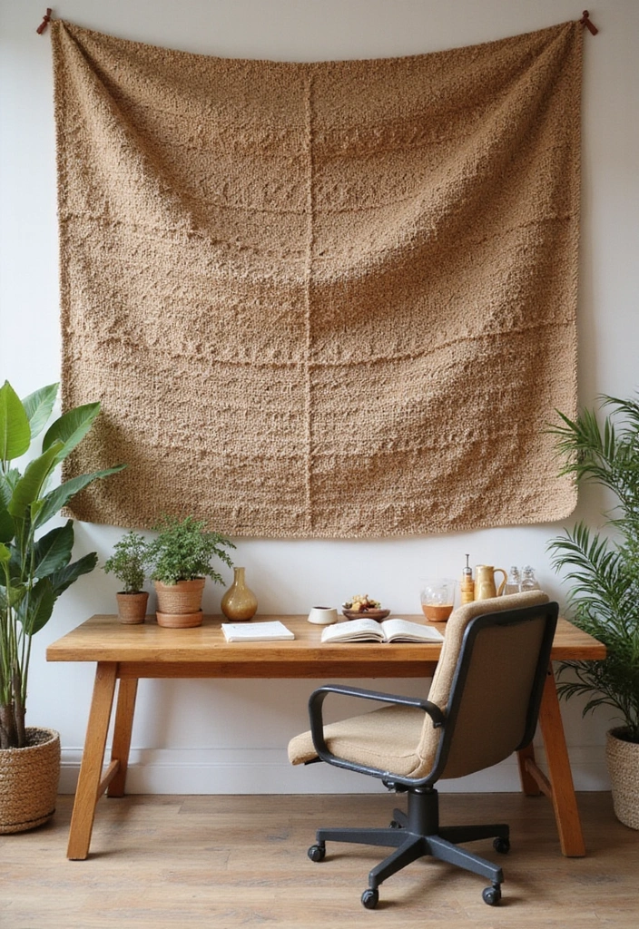 30+ Office Wall Decor Ideas That Inspire Creativity - 5. Natural Fiber Tapestries