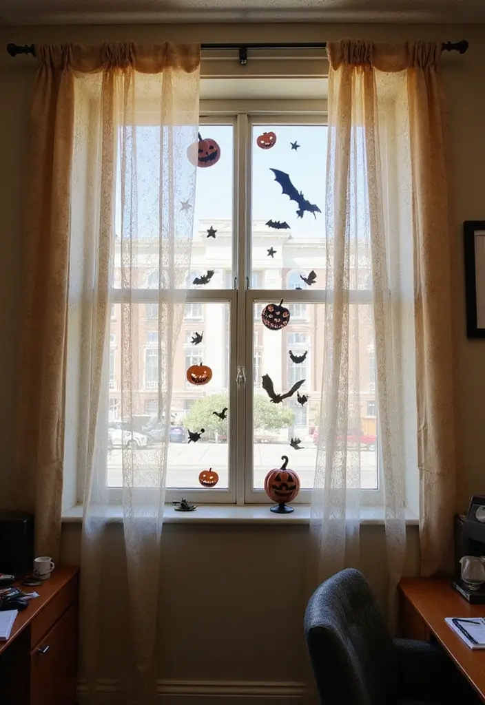 20 Halloween Office Decor Ideas That Are Spooky & Fun - 14. Boo-tiful Windows