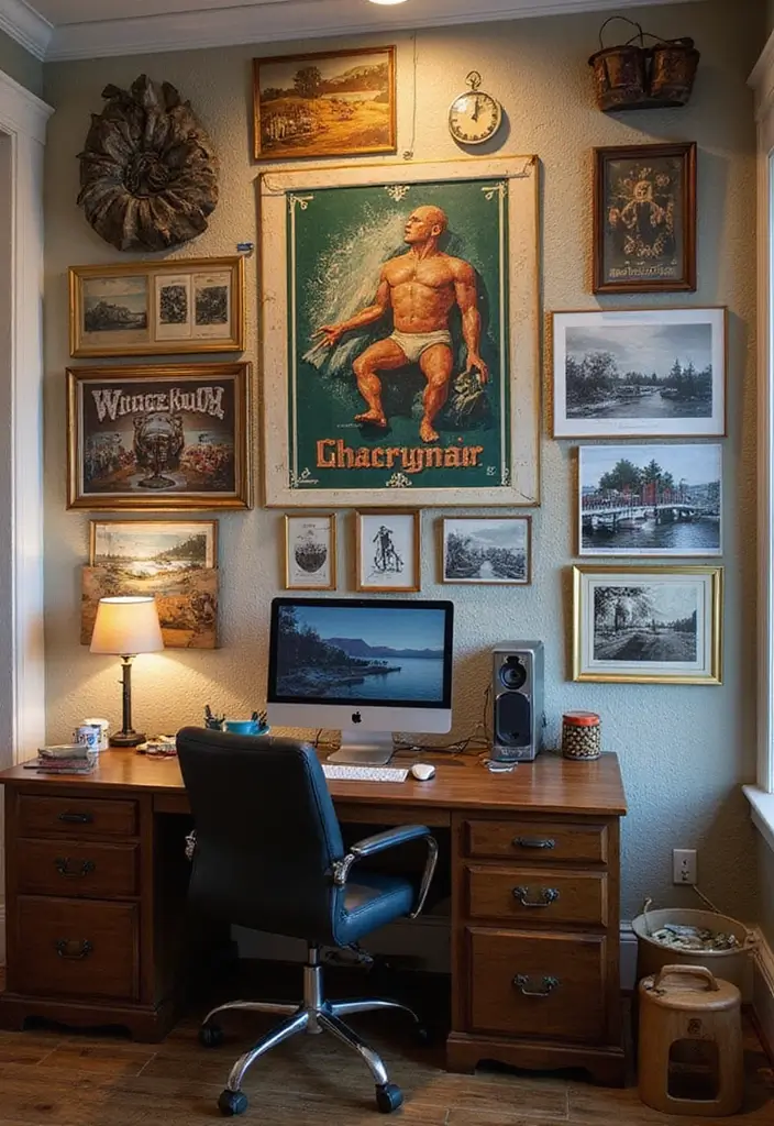 15 Man Cave Office Ideas for the Ultimate Escape - 3. Creative Wall Art for Instant Inspiration