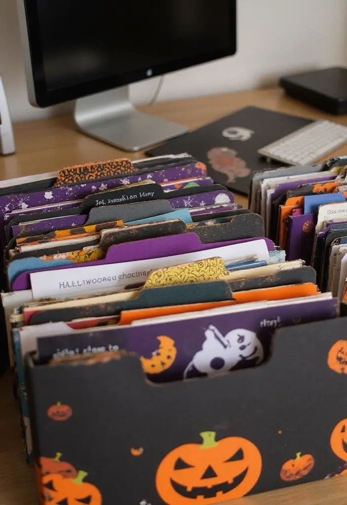 20 Halloween Office Decor Ideas That Are Spooky & Fun - 10. Themed Files and Folders