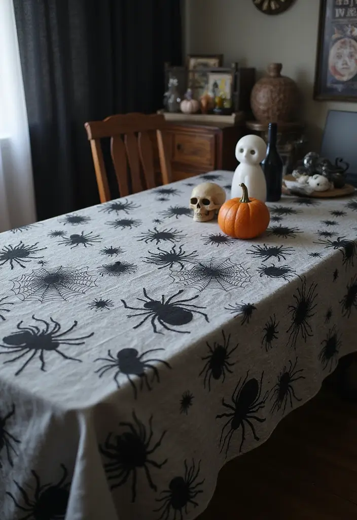 20 Halloween Office Decor Ideas That Are Spooky & Fun - 2. Spooky Tablecloths