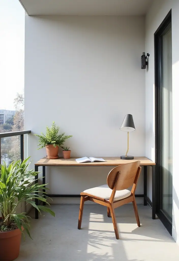 30 Balcony Office Setups for Tiny Apartments (Yes, It’s Possible) - 1. Minimalist Magic