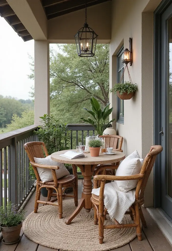 30 Balcony Office Setups for Tiny Apartments (Yes, It’s Possible) - 10. Farmhouse Flair