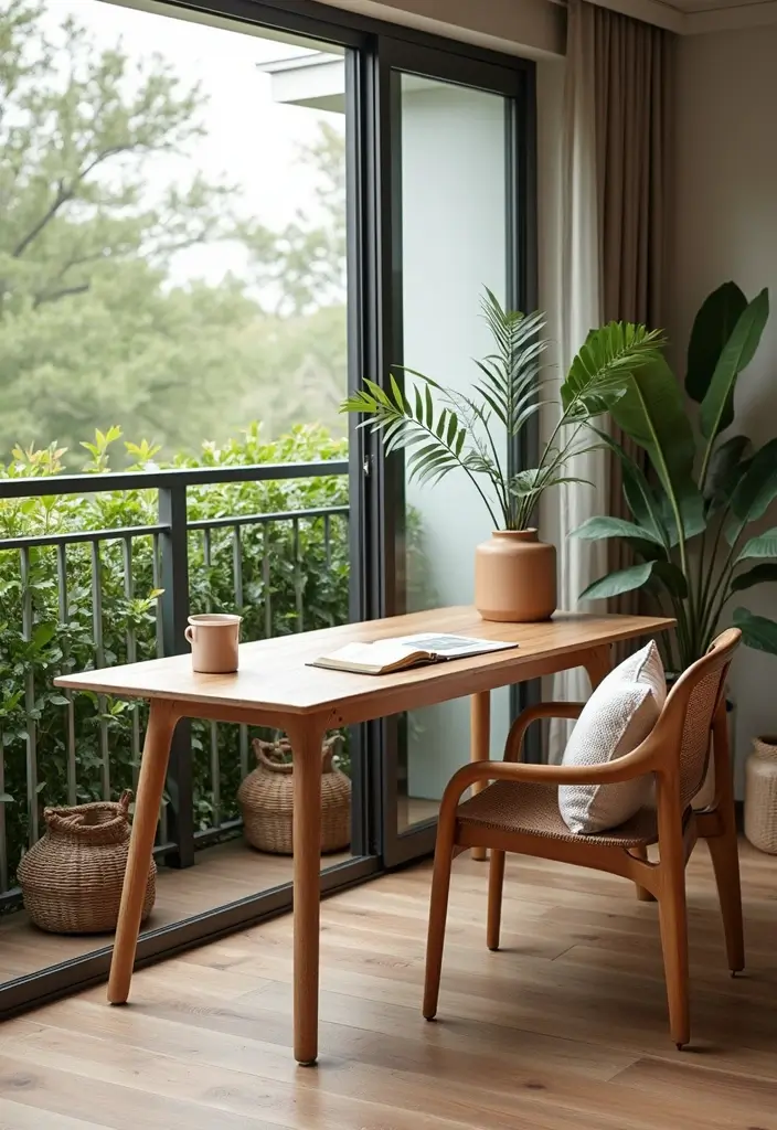 30 Balcony Office Setups for Tiny Apartments (Yes, It’s Possible) - 11. Zen Workspace