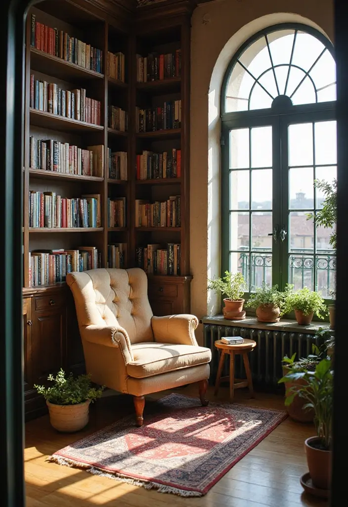 30 Balcony Office Setups for Tiny Apartments (Yes, It’s Possible) - 16. Balcony Library