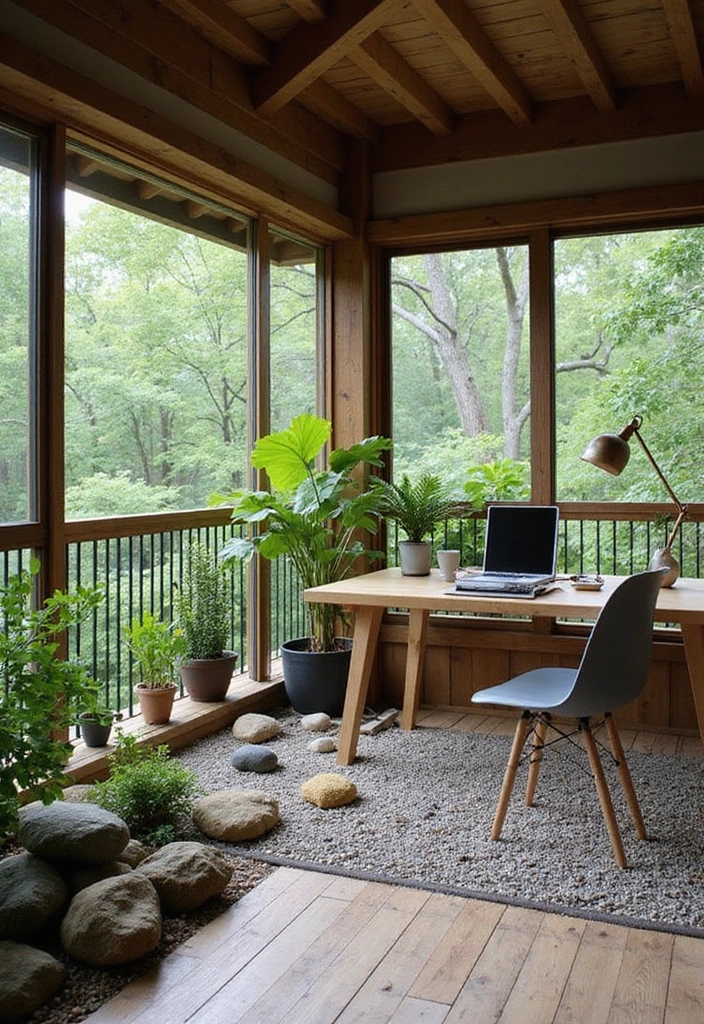 30 Balcony Office Setups for Tiny Apartments (Yes, It’s Possible) - 22. Japanese Zen Garden