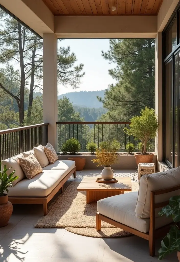 30 Balcony Office Setups for Tiny Apartments (Yes, It’s Possible) - 25. Fresh Air Lounge