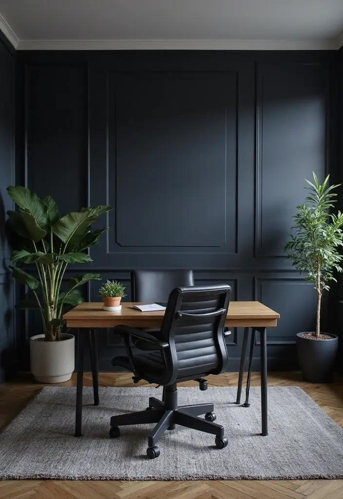 30 Black and Wood Office Ideas That Look Sleek and Masculine - 11. Masculine Color Palette