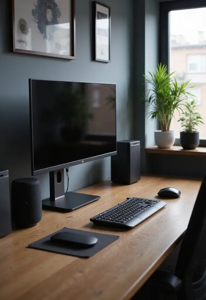 30 Black and Wood Office Ideas That Look Sleek and Masculine - 16. Contemporary Office Technology