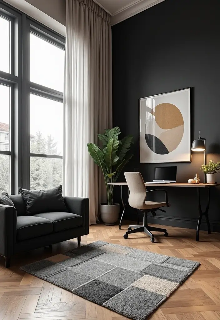 30 Black and Wood Office Ideas That Look Sleek and Masculine - 20. Geometric Patterns