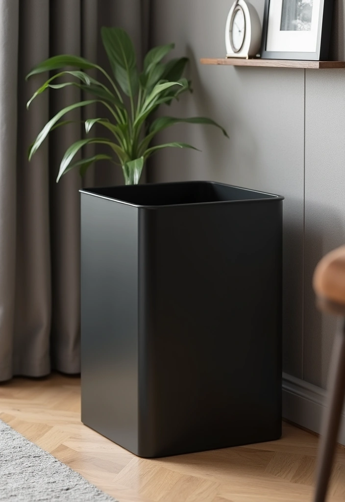 30 Black and Wood Office Ideas That Look Sleek and Masculine - 21. Modern Wastebasket