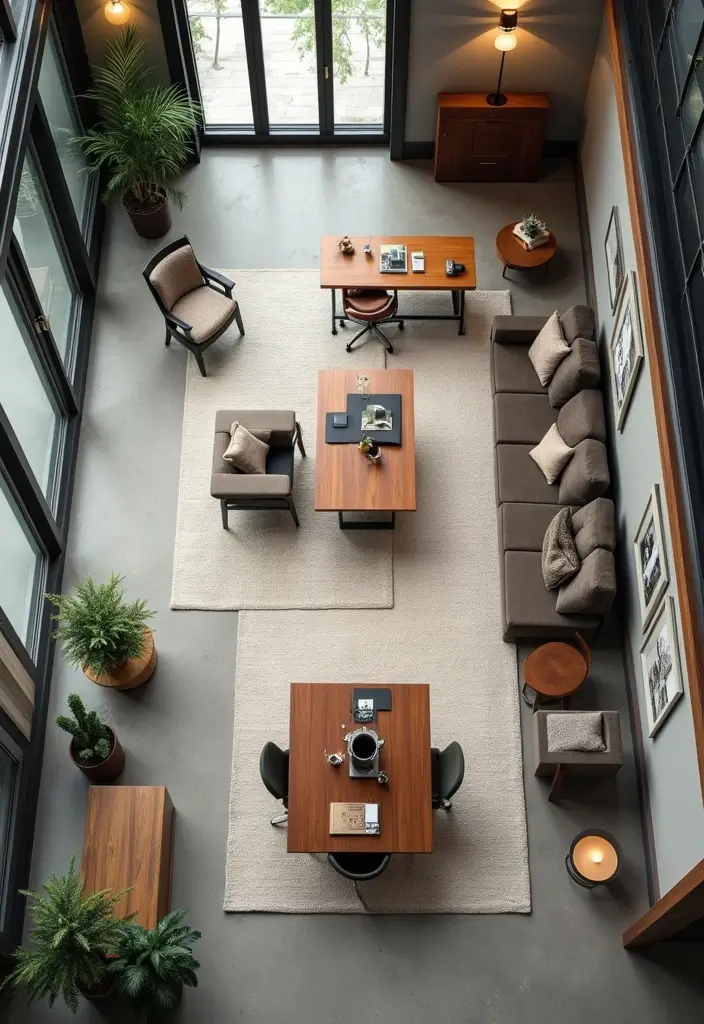 30 Black and Wood Office Ideas That Look Sleek and Masculine - 24. Smart Office Layout
